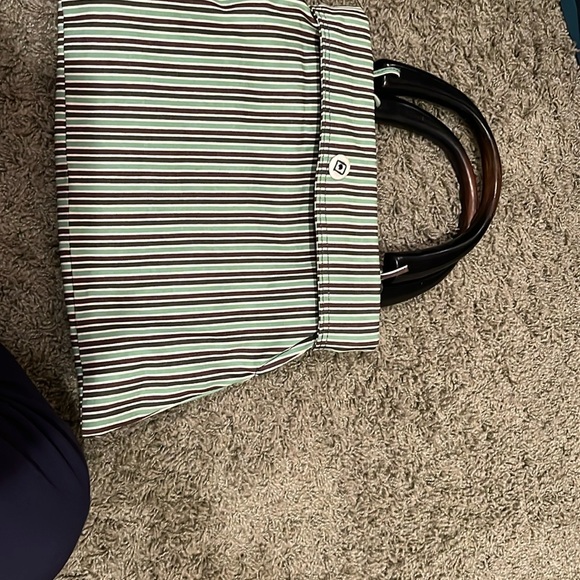 Striped Tote Bag with Black Handles - Picture 3 of 5